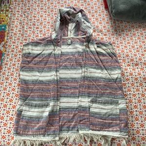 Red, White, & Blue Women’s Poncho w/Pockets - Sz S